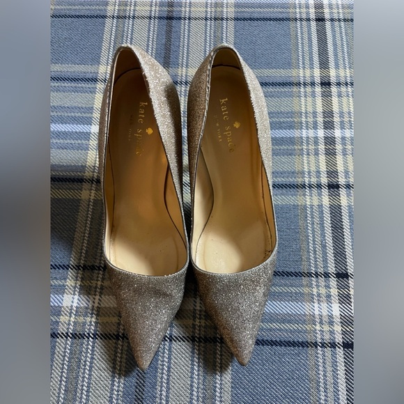 Kate Spade Patent Glitter Silver Pumps - Picture 5 of 10